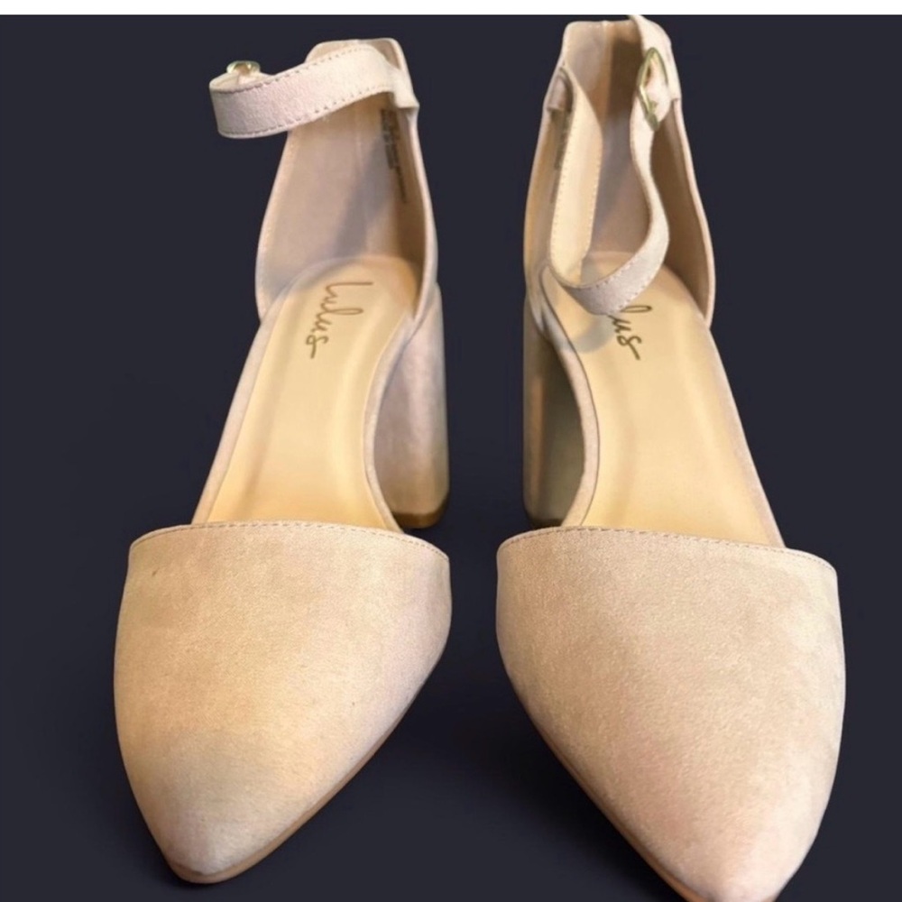 Lulu's Elegant Beige Ankle Strap Heels